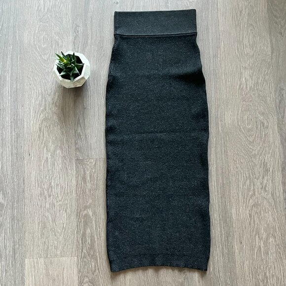 BNWOT WILFRED FREE Dark Grey Knit High-Waist Midi Bodycon Skirt (from Aritzia) - Picture 10 of 10